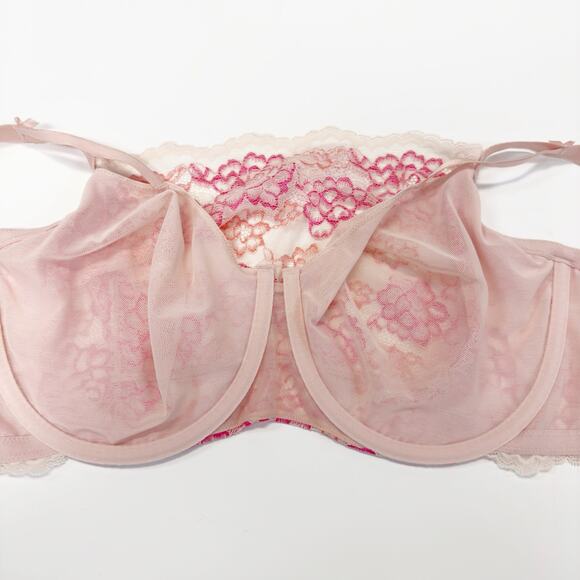 Torrid Bandeau Multiway Unlined Balconette Bra - Lace Pink 42DDD - Picture 7 of 9